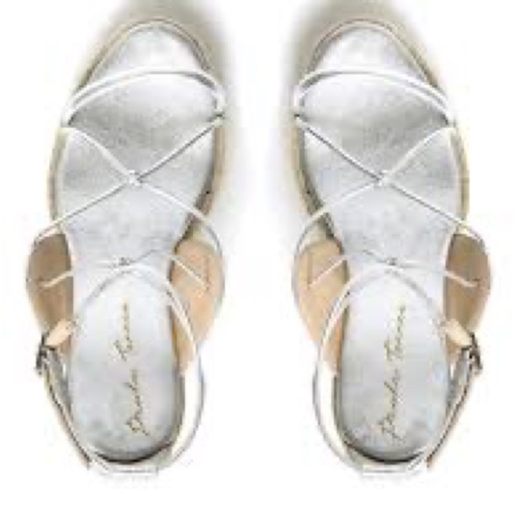 Paula Torres Metallic Espadrille Platform Wedge Sandal Silver Size 7 - Picture 4 of 13